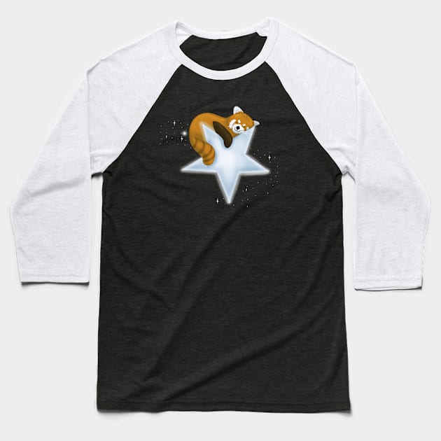 Sleeping Red Panda Star Baseball T-Shirt by claudiecb